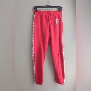 LF The Brand Sweatpants  Jogger Logo Side Stripe Color‎ Red  XS NWT Atheleisure